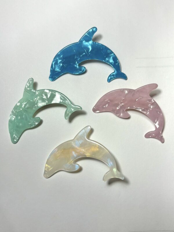 Medium Dolphin Pearlescent Resin Hair Clips